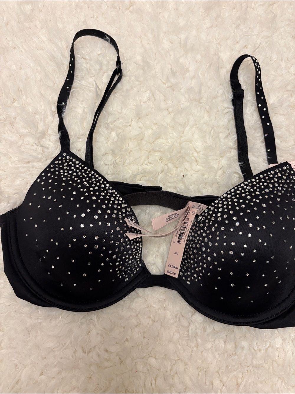 Victoria's Secret Black Rhinestone Push-Up Bra